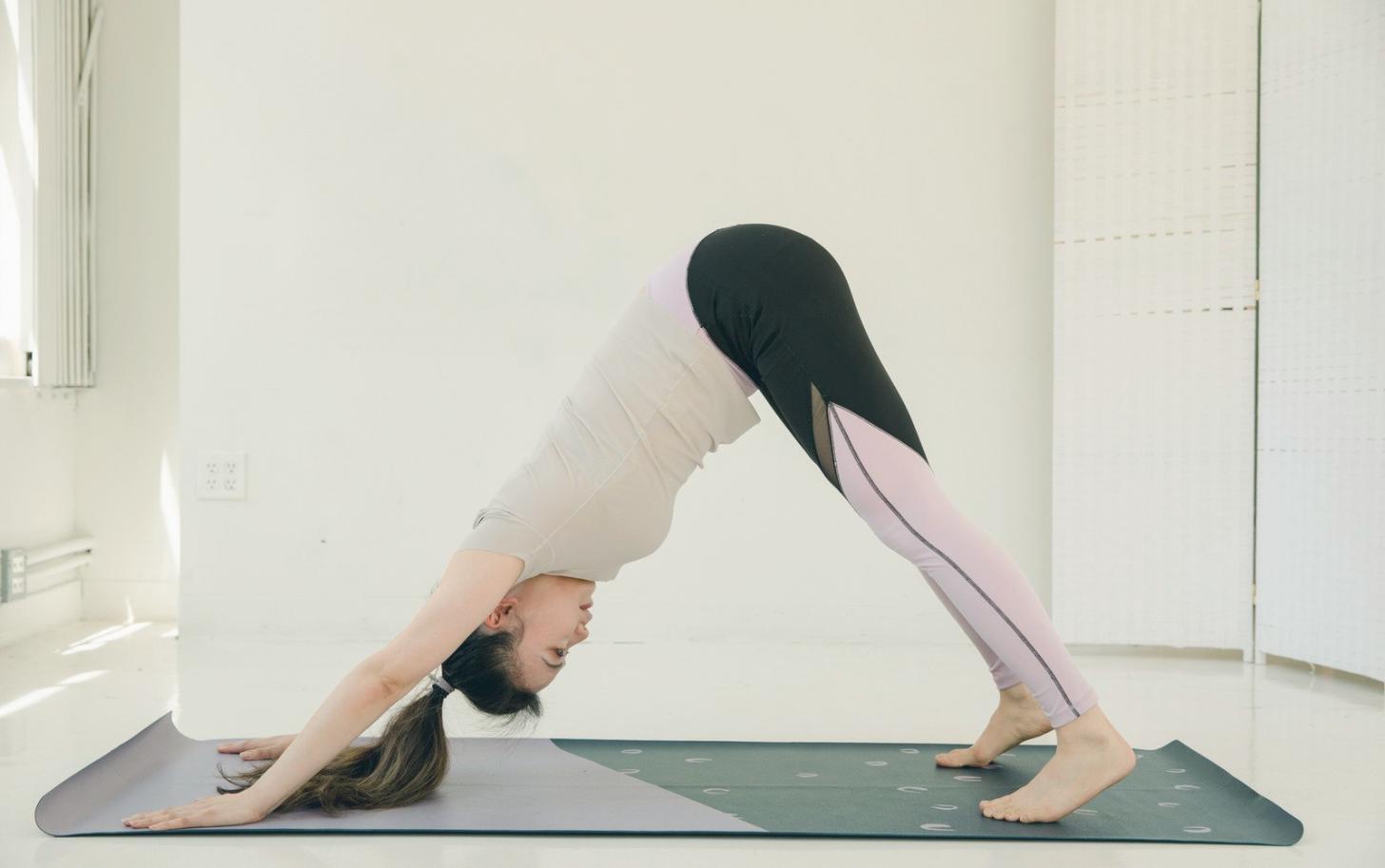Yoga practice session demonstrating proper form and technique